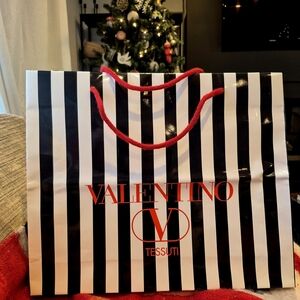 Vintage Valentino Black and White Striped Shopping  Bag TESSUTI